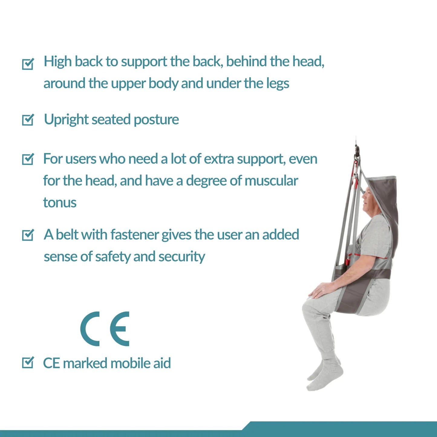 Toileting Sling - Hygiene Extra Head Support - Universal Patient Lift Sling for Lifts for Home Use - Transfer Safely with Patient Lifter - Compatible with Hoyer Lift - Easy-to-Use