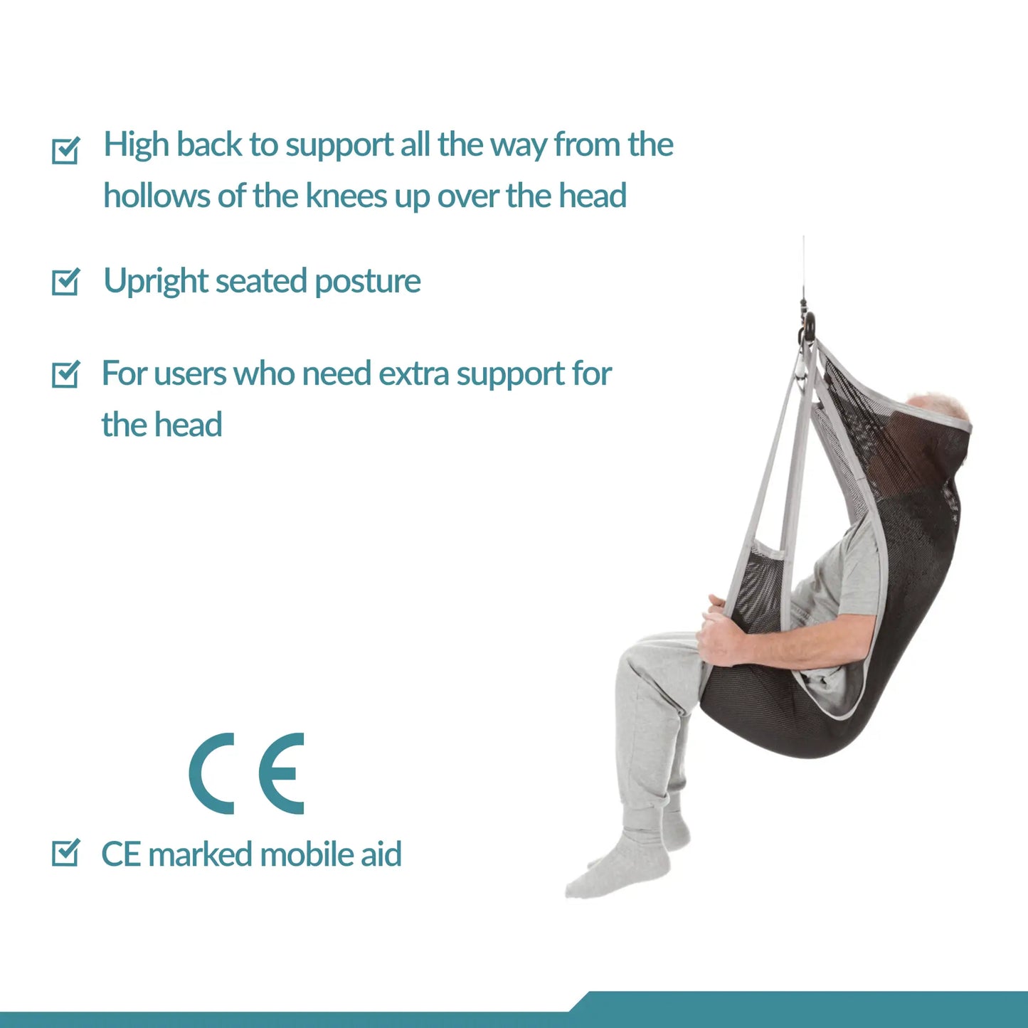 Standard Sling - Extra Head Support - Universal Patient Lift Sling for Lifts for Home Use - Transfer Safely with Patient Lifter - Compatible with Hoyer Lift - Easy-to-Use